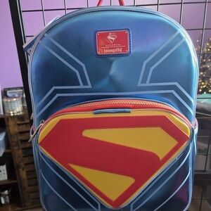 Loungefly Blue and Red Superman Backpack